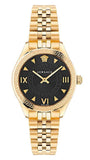 Versace Hellenyium Quartz Black Dial Gold Steel Strap Watch for Women - VE2S00622
