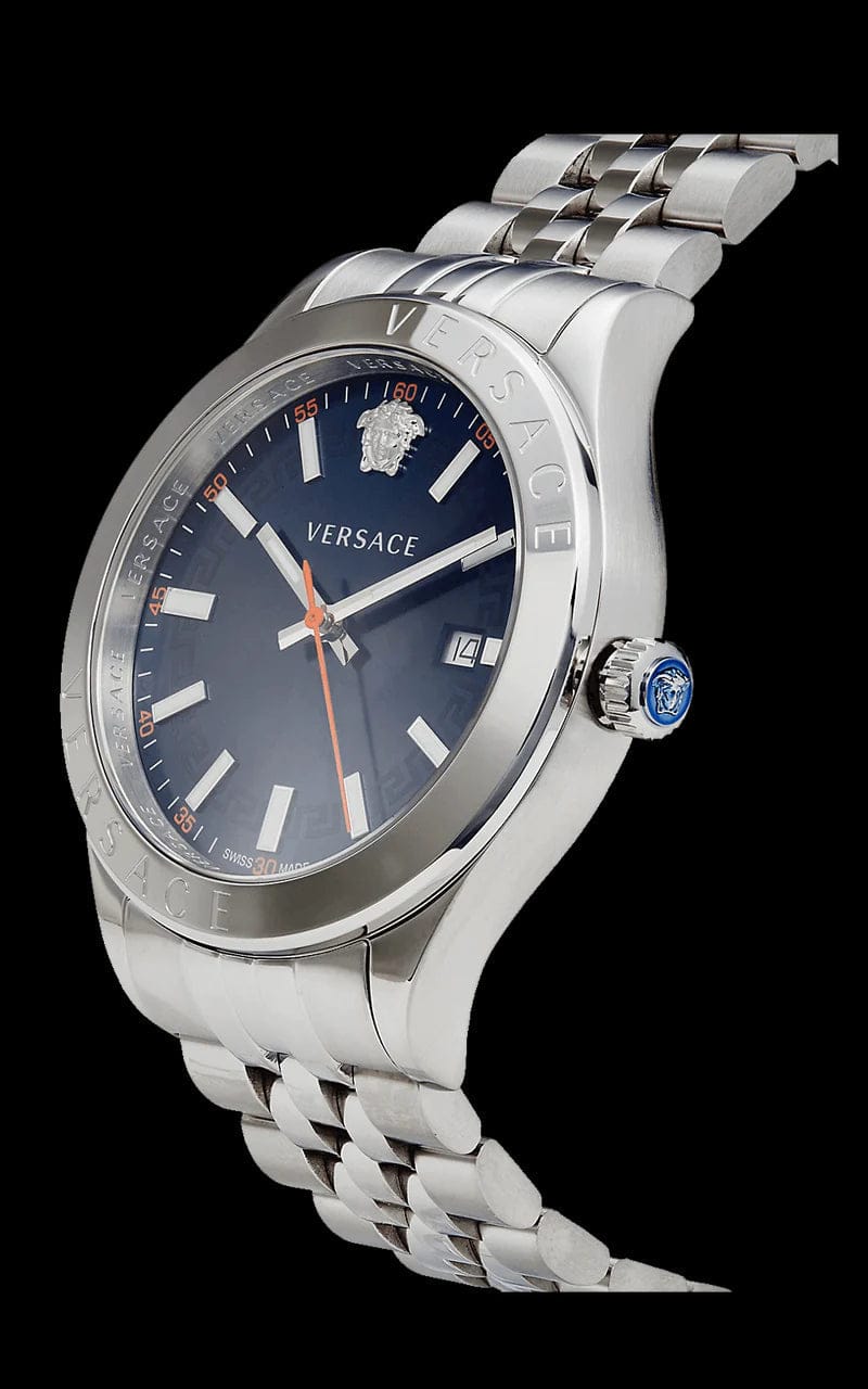 Versace Hellenyium Quartz Blue Dial Silver Steel Strap Watch for Men - VEVK00921
