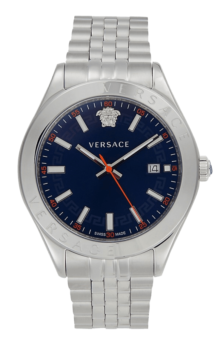 Versace Hellenyium Quartz Blue Dial Silver Steel Strap Watch for Men - VEVK00921
