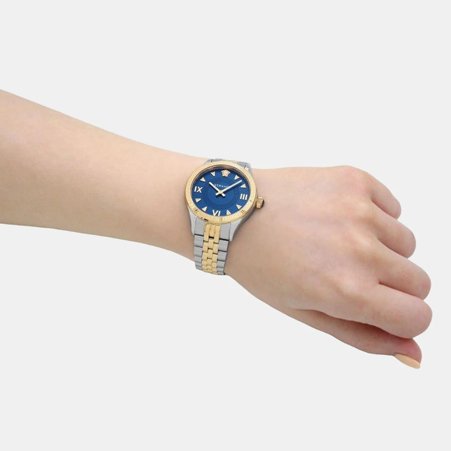 Versace Hellenyium Quartz Blue Dial Two Tone Steel Strap Watch for Women - VE2S00522