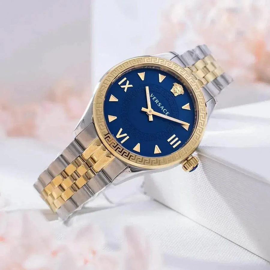 Versace Hellenyium Quartz Blue Dial Two Tone Steel Strap Watch for Women - VE2S00522