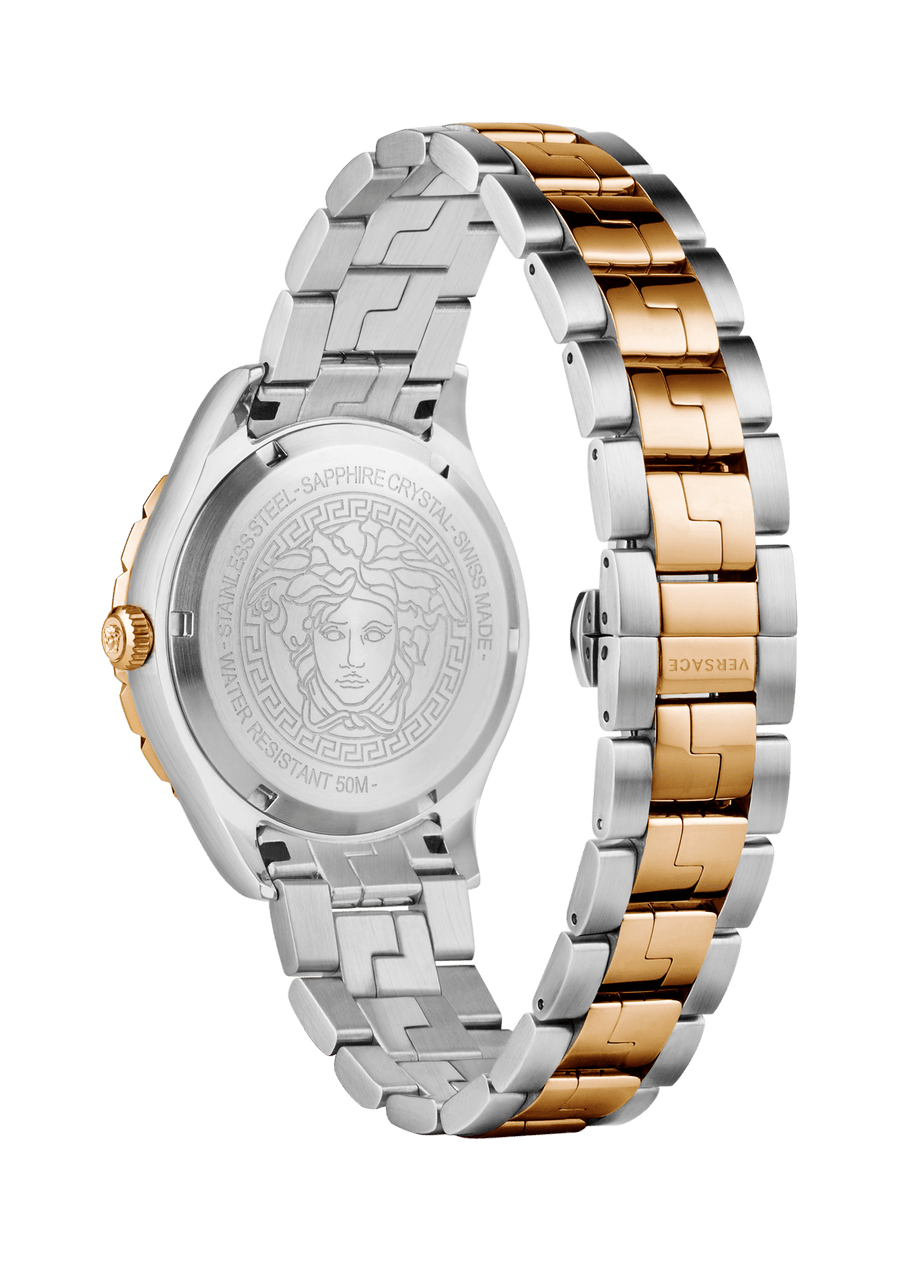 Versace Hellenyium Quartz Brown Dial Two Tone Steel Strap Watch For Men - V11040015 