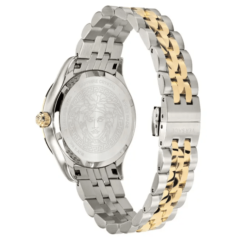 Versace Hellenyium Quartz Green Dial Two Tone Steel Strap Watch For Men - VEVI00620
