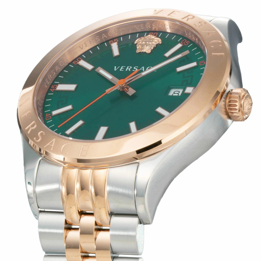 Versace Hellenyium Quartz Green Dial Two Tone Steel Strap Watch for Men - VEVK01324