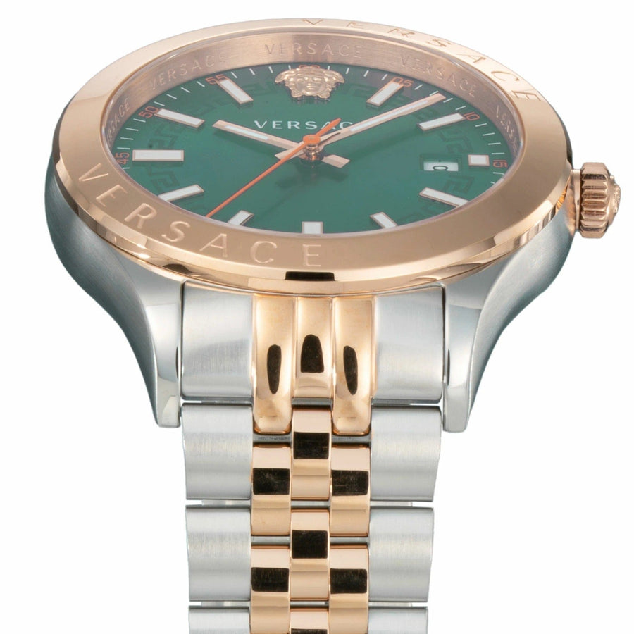 Versace Hellenyium Quartz Green Dial Two Tone Steel Strap Watch for Men - VEVK01324