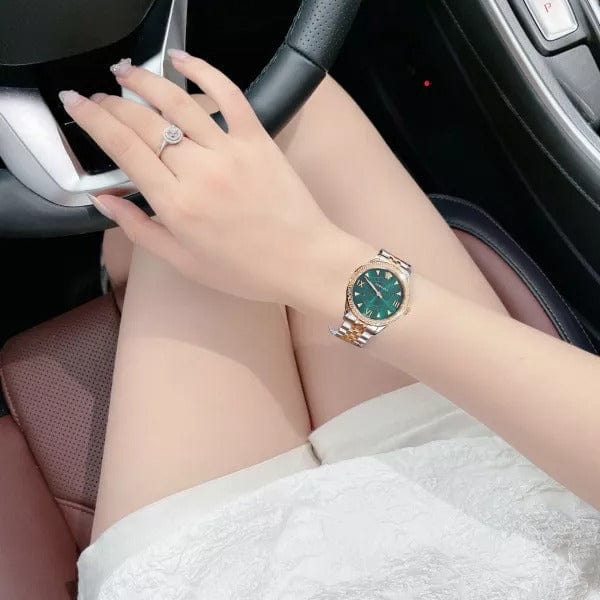 Versace Hellenyium Quartz Green Dial Two Tone Steel Strap Watch for Women - VE2S00422