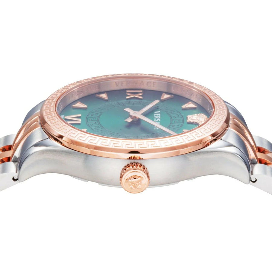 Versace Hellenyium Quartz Green Dial Two Tone Steel Strap Watch for Women - VE2S00422