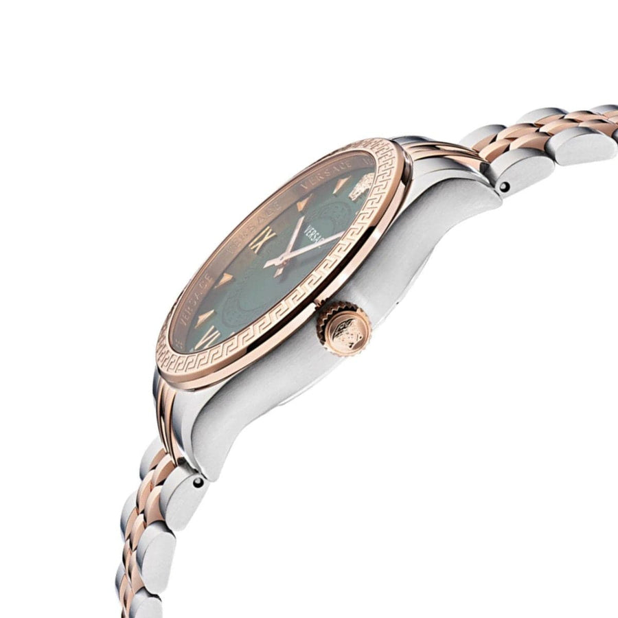 Versace Hellenyium Quartz Green Dial Two Tone Steel Strap Watch for Women - VE2S00422