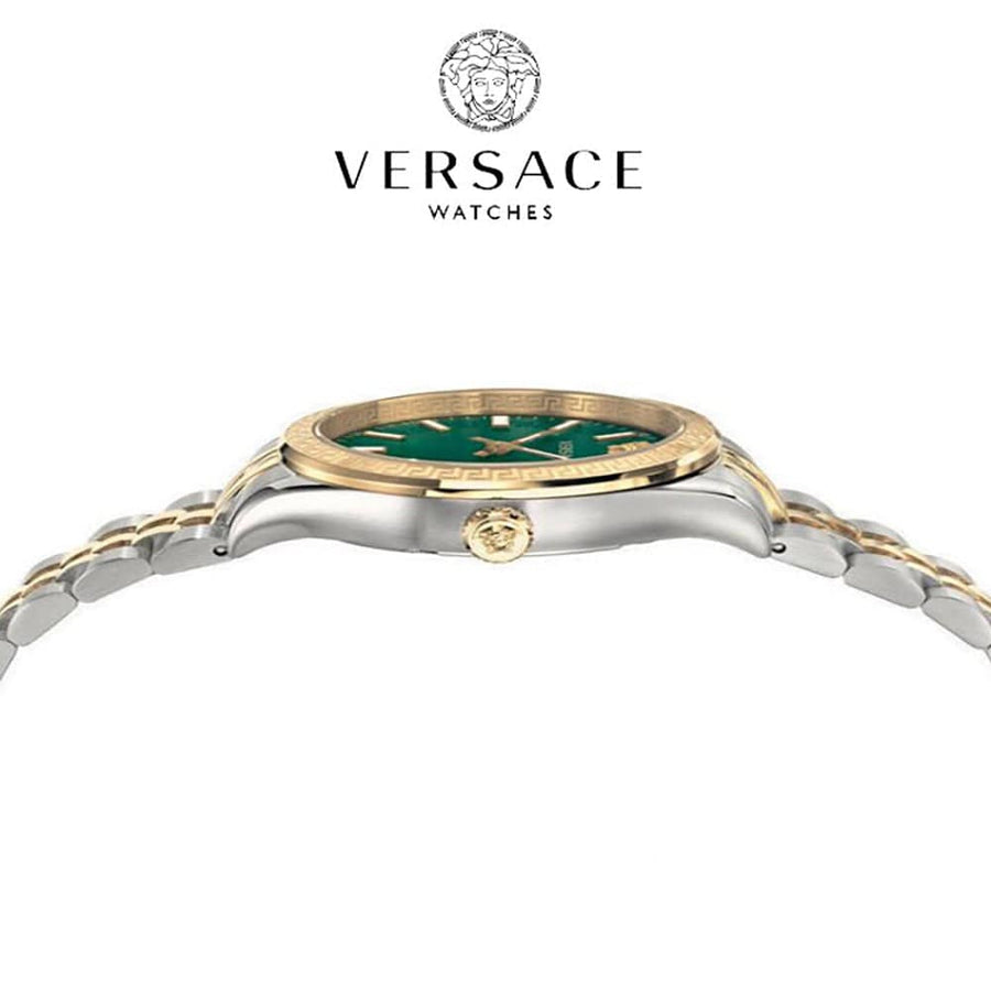 Versace Hellenyium Quartz Green Dial Two Tone Steel Strap Watch for Women - VEHU00420
