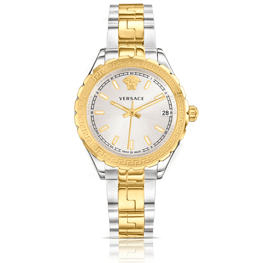 Versace Hellenyium Silver Dial Two Tone Steel Strap Watch for Women - V12030015