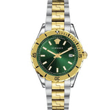 Versace Hellenyium Quartz Green Dial Two Tone Steel Strap Watch For Men - VE3A00720