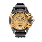 Versace Icon Active Chrono Gold Dial Black Silicone Strap Unisex Watch - VEZ701623