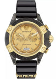 Versace Icon Active Chrono Gold Dial Black Silicone Strap Unisex Watch - VEZ701623