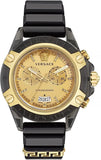 Versace Icon Active Chrono Gold Dial Black Silicone Strap Unisex Watch - VEZ701623