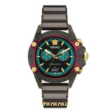Versace Icon Active Chronograph Black Dial Black Rubber Strap Unisex Watch - VE8P00224