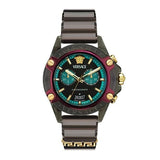 Versace Icon Active Chronograph Black Dial Black Rubber Strap Unisex Watch - VE8P00224