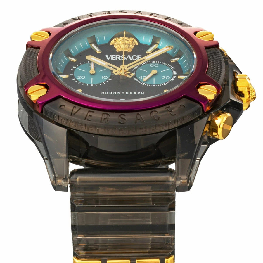 Versace Icon Active Chronograph Black Dial Black Rubber Strap Unisex Watch - VE8P00224