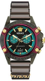 Versace Icon Active Chronograph Black Dial Black Rubber Strap Unisex Watch - VE8P00224