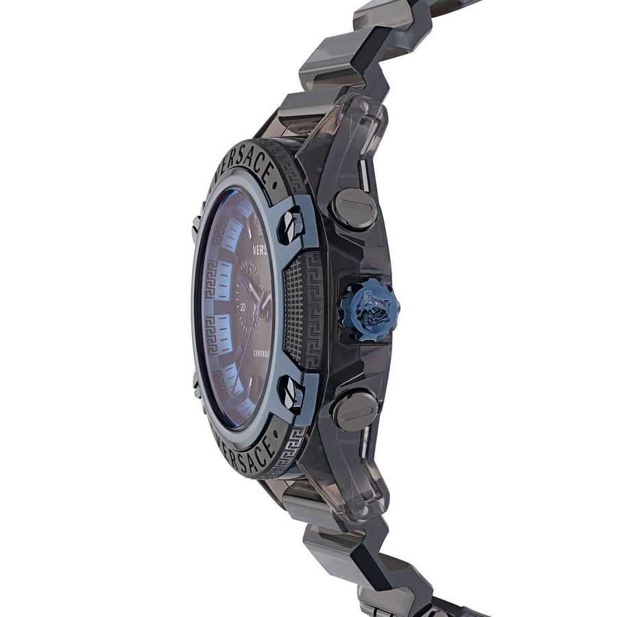 Versace icon Active Chronograph Black Dial Black Silicone Strap Watch For Men - VEZ700622