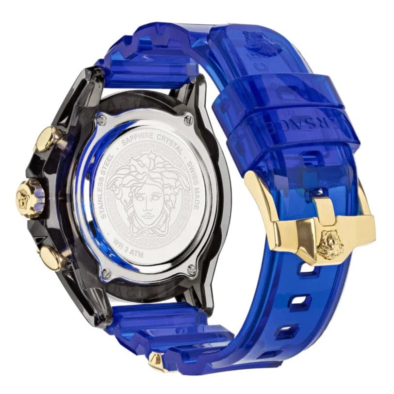 Versace Icon Active Chronograph Black Dial Blue Rubber Strap Watch For Men  VEZ700521