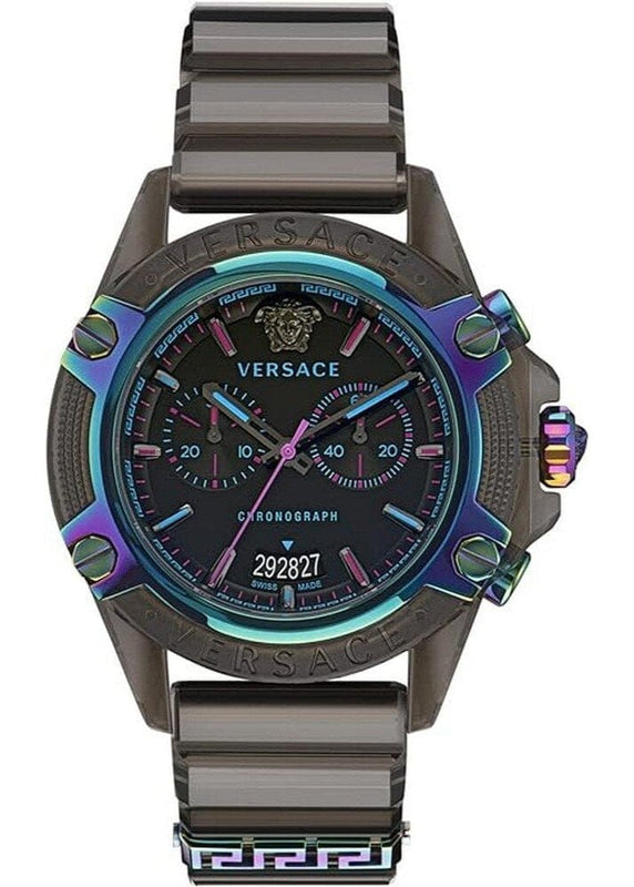 Versace Icon Active Chronograph Black Dial Grey Silicone Strap Watch for Men - VEZ701022