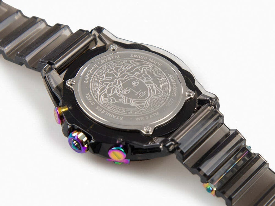Versace Icon Active Chronograph Black Dial Grey Silicone Strap Watch for Men - VEZ701022