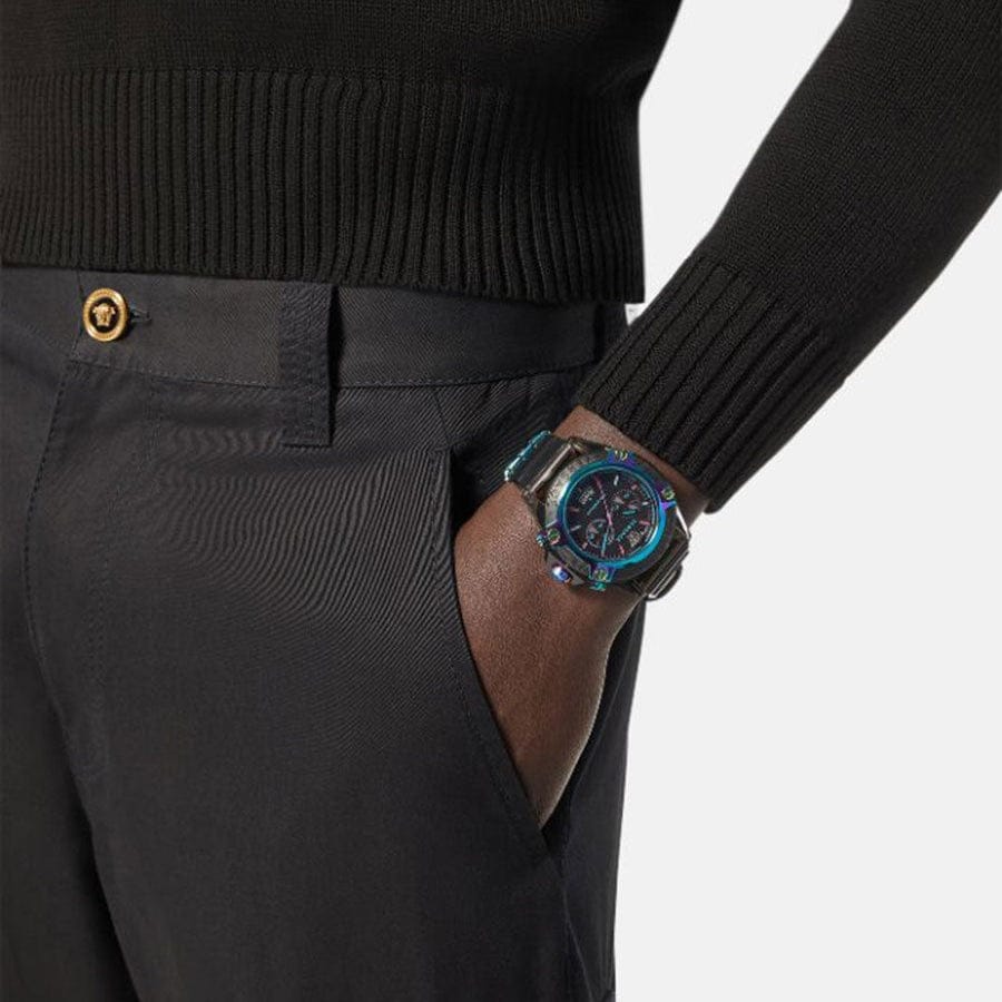 Versace Icon Active Chronograph Black Dial Grey Silicone Strap Watch for Men - VEZ701022