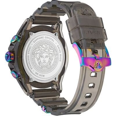 Versace Icon Active Chronograph Black Dial Grey Silicone Strap Watch for Men - VEZ701022