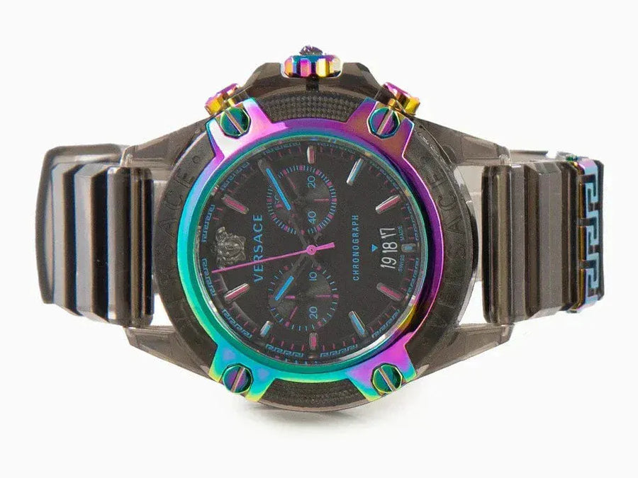 Versace Icon Active Chronograph Black Dial Grey Silicone Strap Watch for Men - VEZ701022
