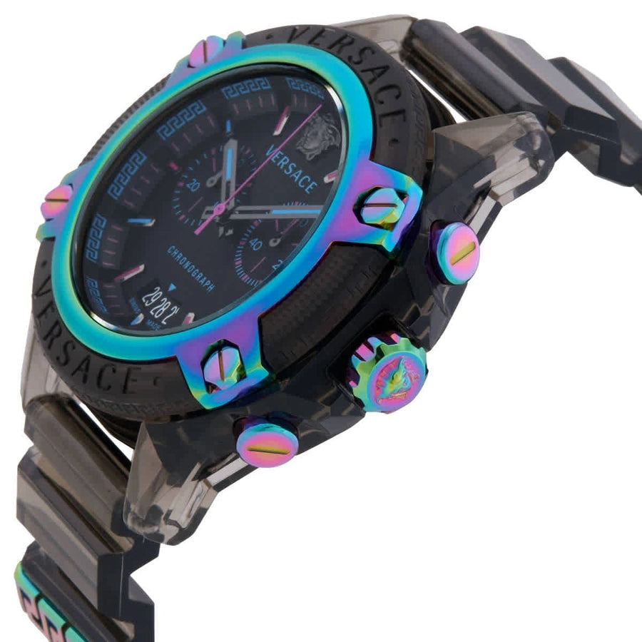 Versace Icon Active Chronograph Black Dial Grey Silicone Strap Watch for Men - VEZ701022
