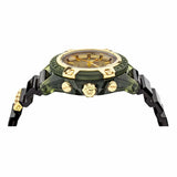 Versace Icon Active Chronograph Gold Dial Black Silicone Strap Watch For Men - VEZ700321