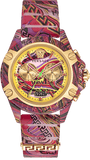 Versace Icon Active Chronograph Quartz Gold Dial Red Leather Strap Watch For Men - VEZ701222