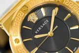 Versace Greca Black Dial Black Leather Strap Watch for Women - VEVH00320