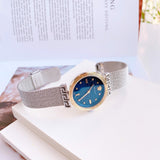 Versace Meander Blue Dial Silver Mesh Bracelet Watch for Women - VELW00520