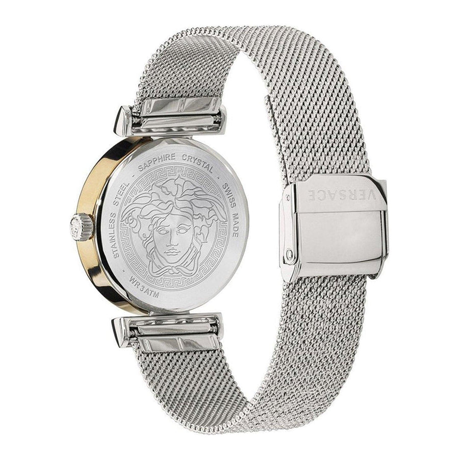 Versace Meander Blue Dial Silver Mesh Bracelet Watch for Women - VELW00520