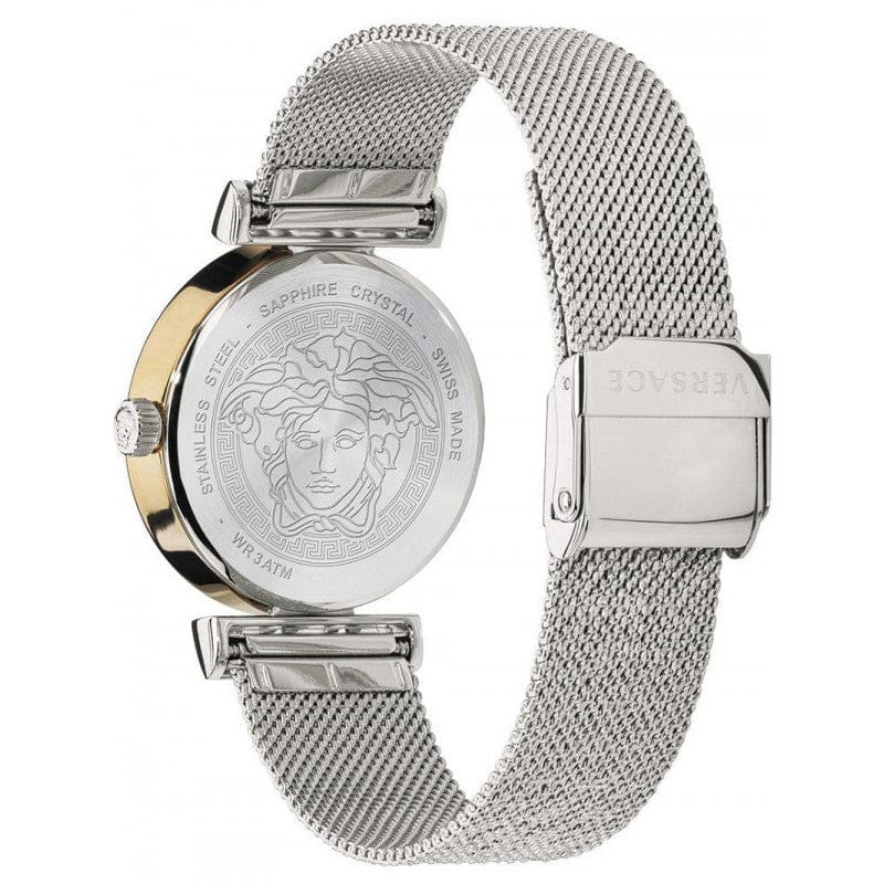 Versace Meander Blue Dial Silver Mesh Bracelet Watch for Women - VELW00520