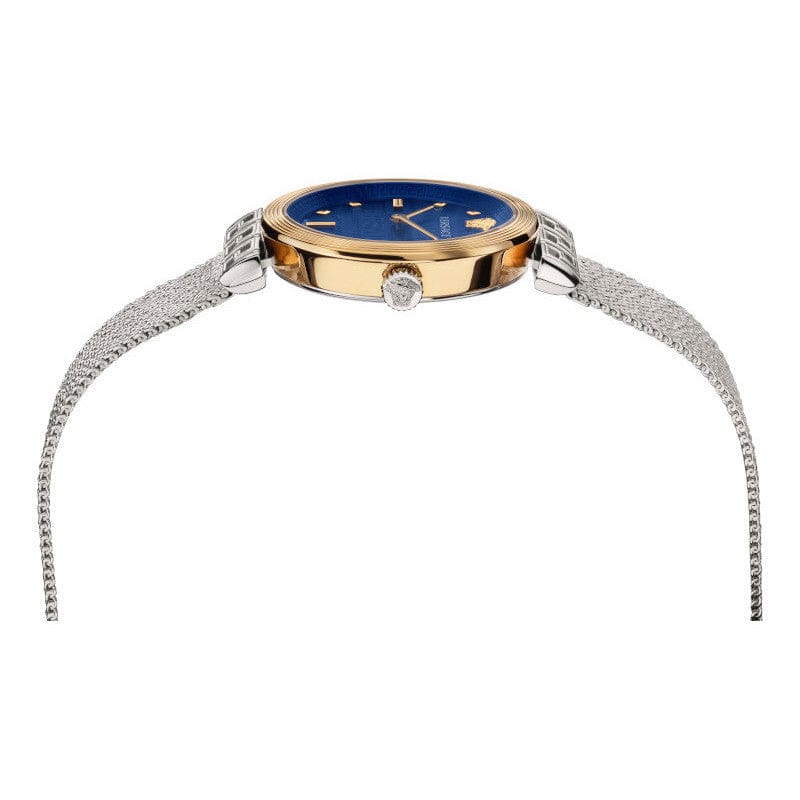 Versace Meander Blue Dial Silver Mesh Bracelet Watch for Women - VELW00520