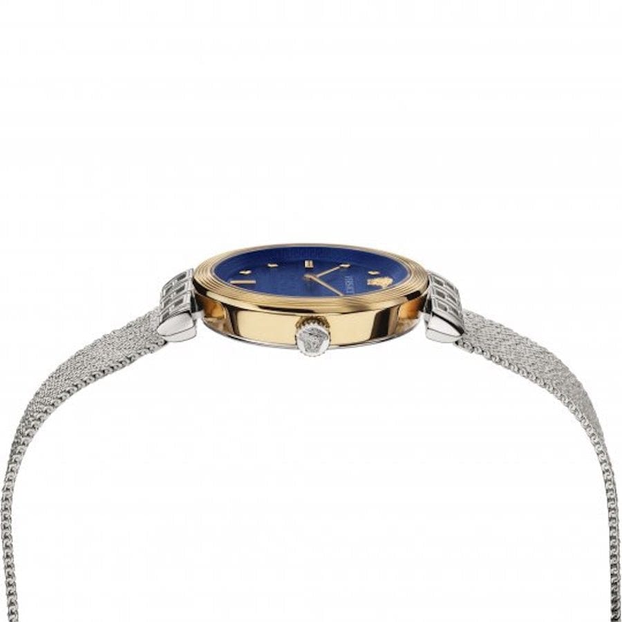 Versace Meander Blue Dial Silver Mesh Bracelet Watch for Women - VELW00520