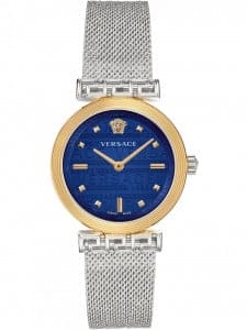 Versace Meander Blue Dial Silver Mesh Bracelet Watch for Women - VELW00520