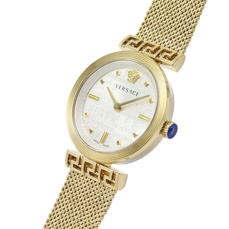 Versace Meander Greca White Dial Gold Mesh Bracelet Watch for Women - VELW00820