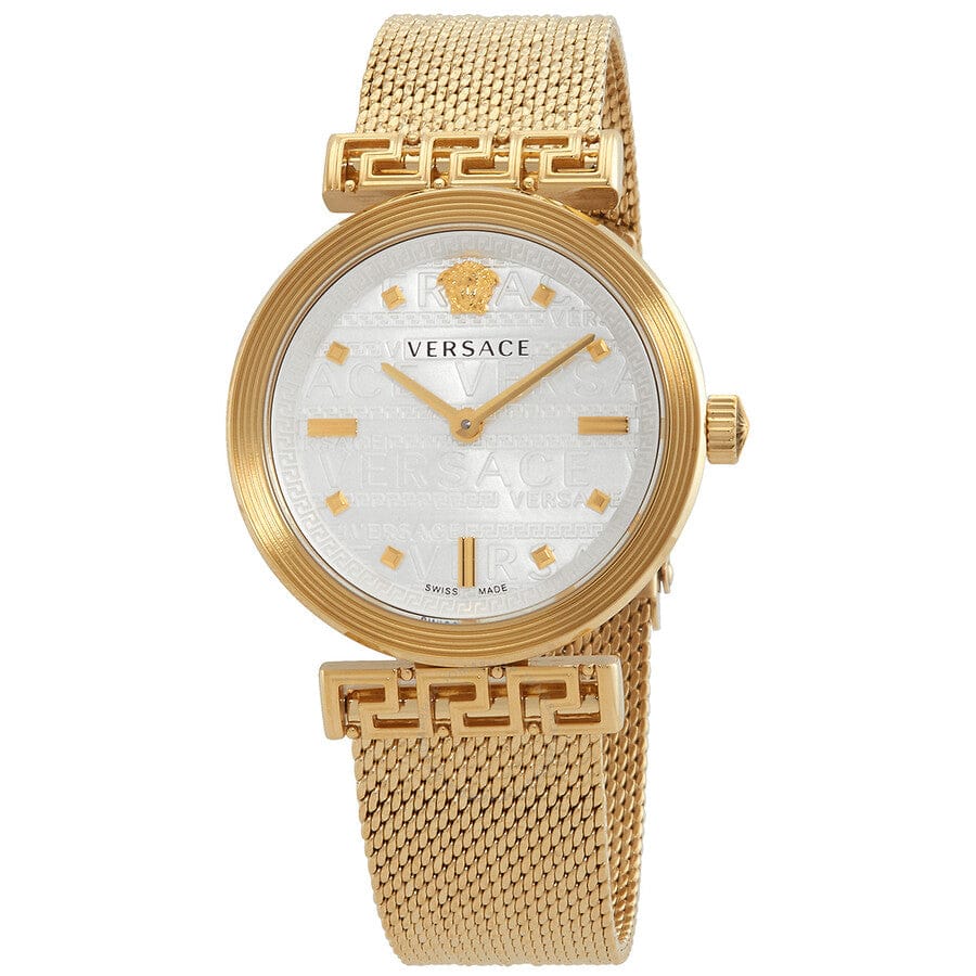 Versace Meander Greca White Dial Gold Mesh Bracelet Watch for Women - VELW00820