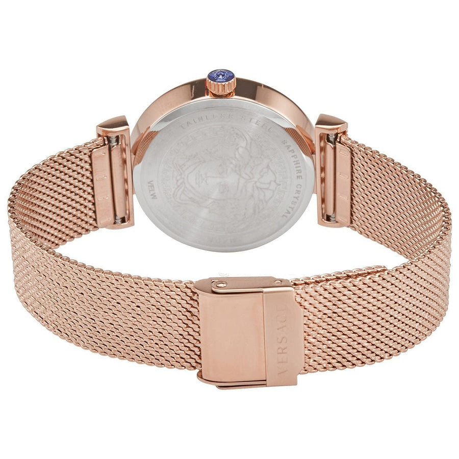 Versace Meander White Dial Rose Gold Mesh Bracelet Watch for Women - VELW00620
