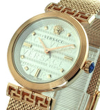 Versace Meander White Dial Rose Gold Mesh Bracelet Watch for Women - VELW00620