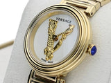 Versace Mini Virtus Quartz White Dial Gold Steel Strap Watch For Men - VET300221