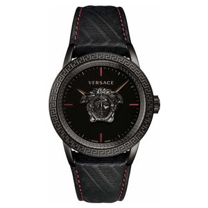 Versace Palazzo Empire Black Dial Black Leather Strap Watch for Men - VERD00218