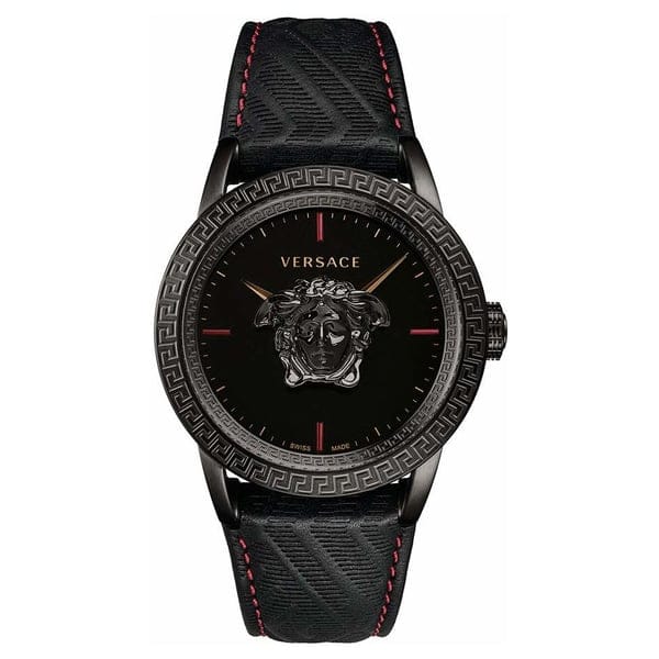 Versace Palazzo Empire Black Dial Black Leather Strap Watch for Men - VERD00218