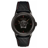 Versace Palazzo Empire Black Dial Black Leather Strap Watch for Men - VERD00218