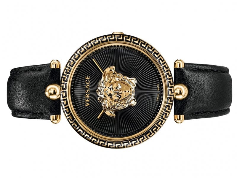 Versace Palazzo Empire Black Dial Black Leather Strap Watch for Women - VCO020017