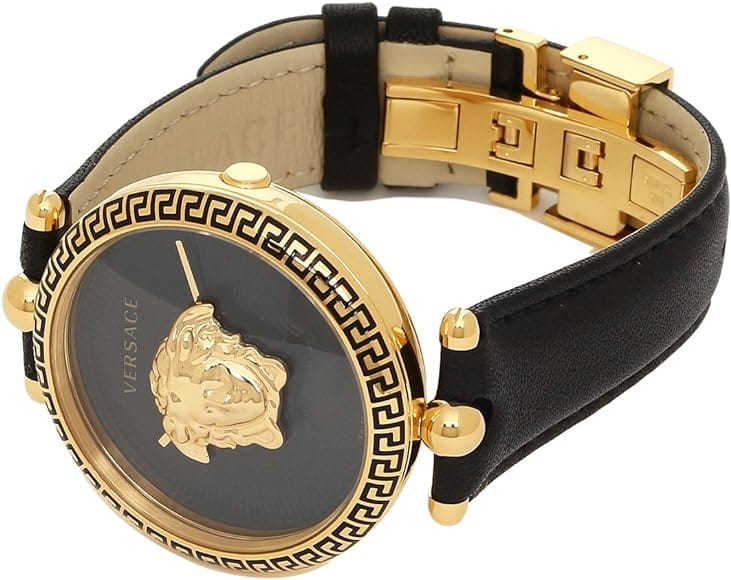 Versace Palazzo Empire Black Dial Black Leather Strap Watch for Women - VCO020017