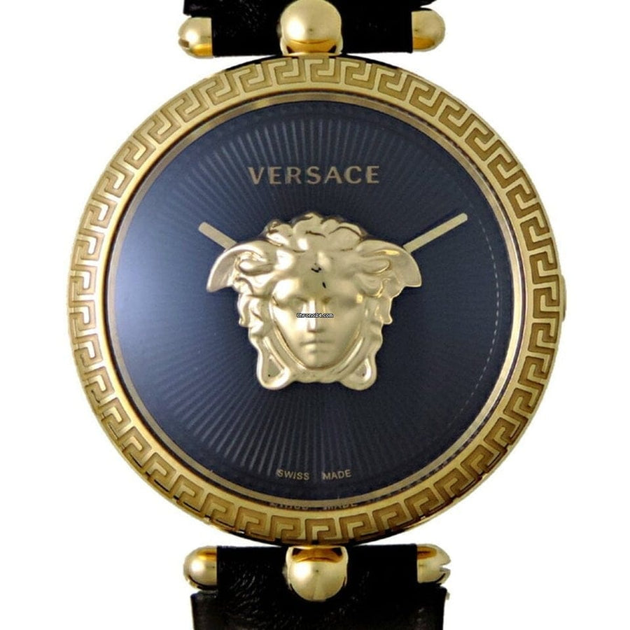 Versace Palazzo Empire Black Dial Black Leather Strap Watch for Women - VCO020017